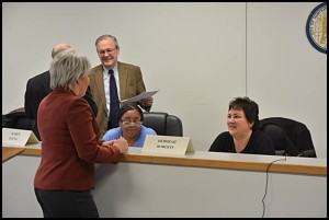 The state-appointed Receivership Transition Advisory Board and state Treasury Department will likely extend the contract of City Manager Katrina Powell (left). Her contract with the city expires June 30.